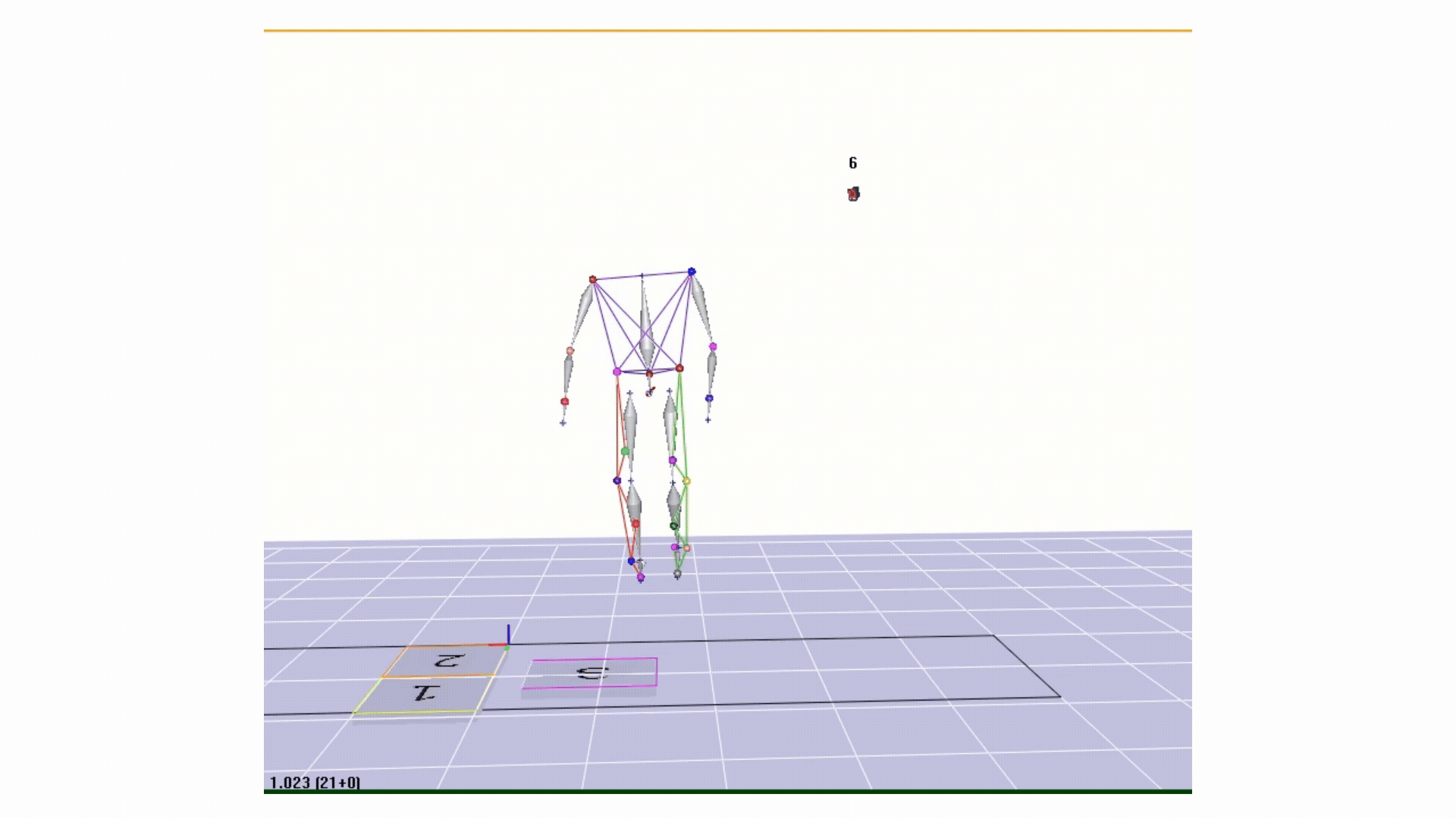 biomechanics lab visualization of a person performing a drop vertical jump test for ACL injury risk screening