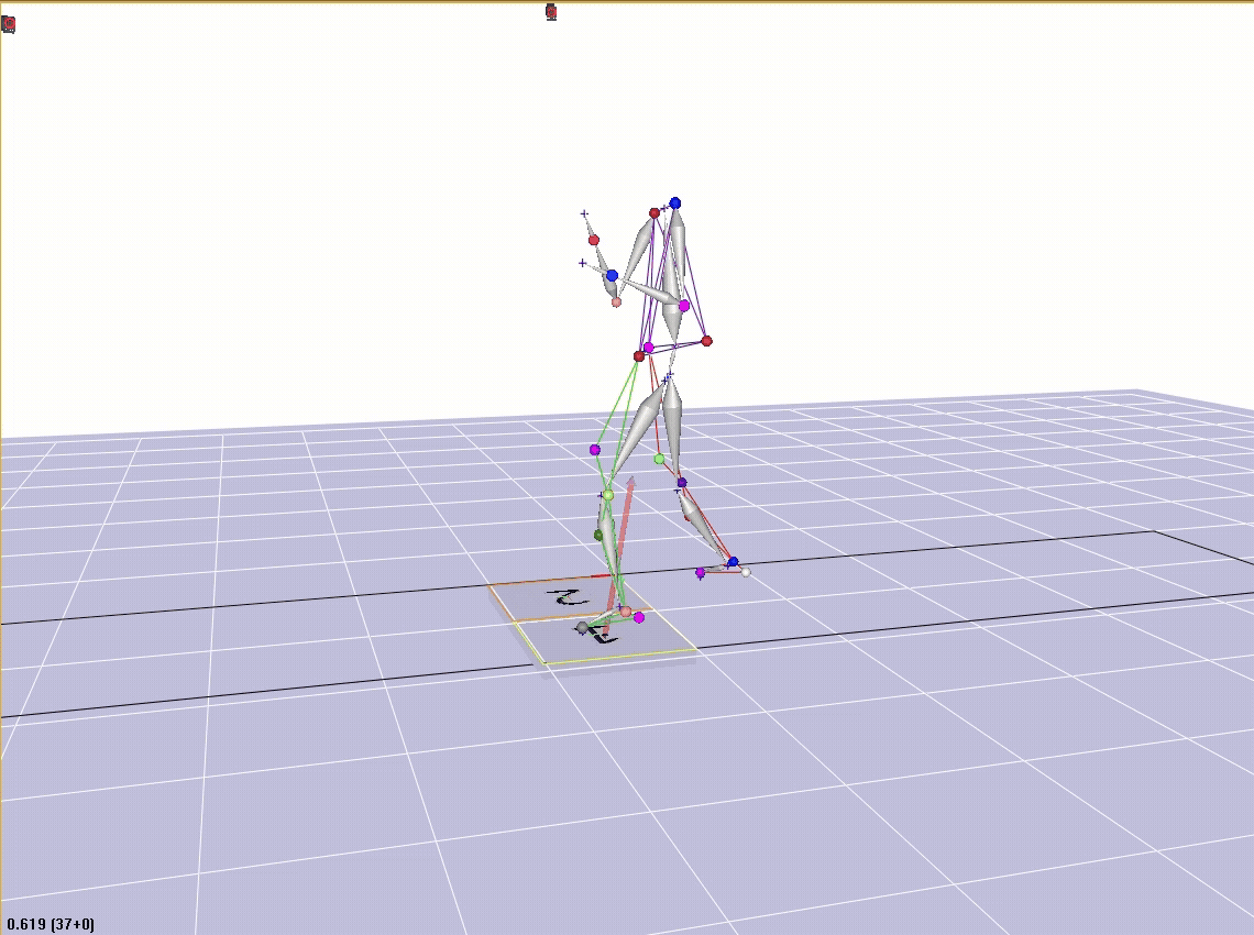 biomechanics lab visualization of a person performing a roundhouse kick