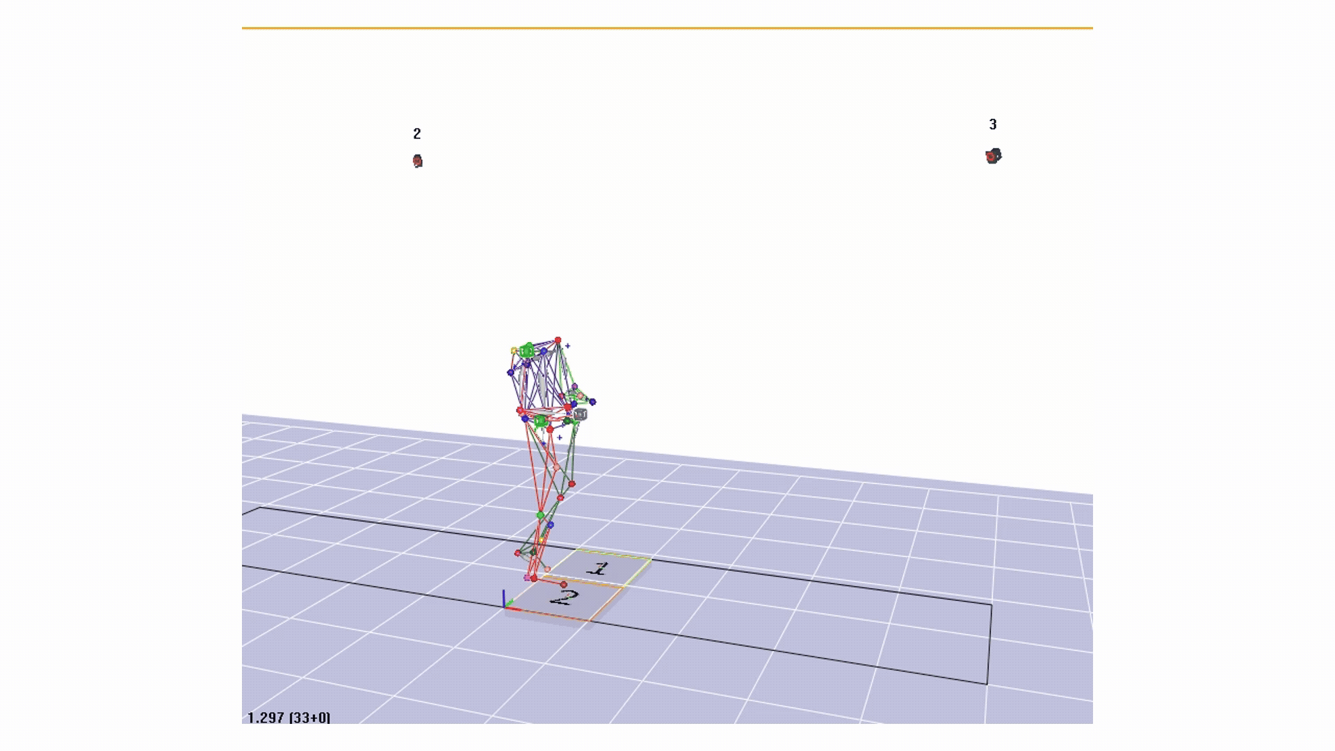 biomechanics lab visualization of a person pitching a softball