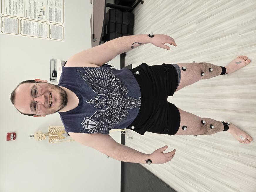 photo of a person in the Motion Analysis Lab