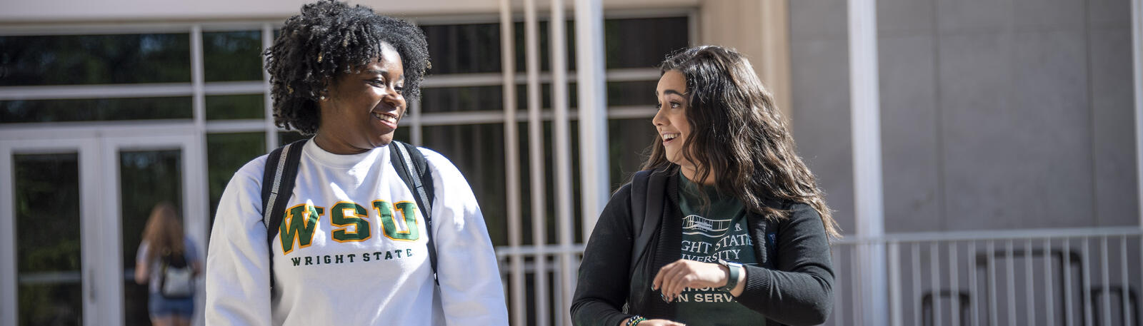 photo of two students outside on wright state's dayton campus