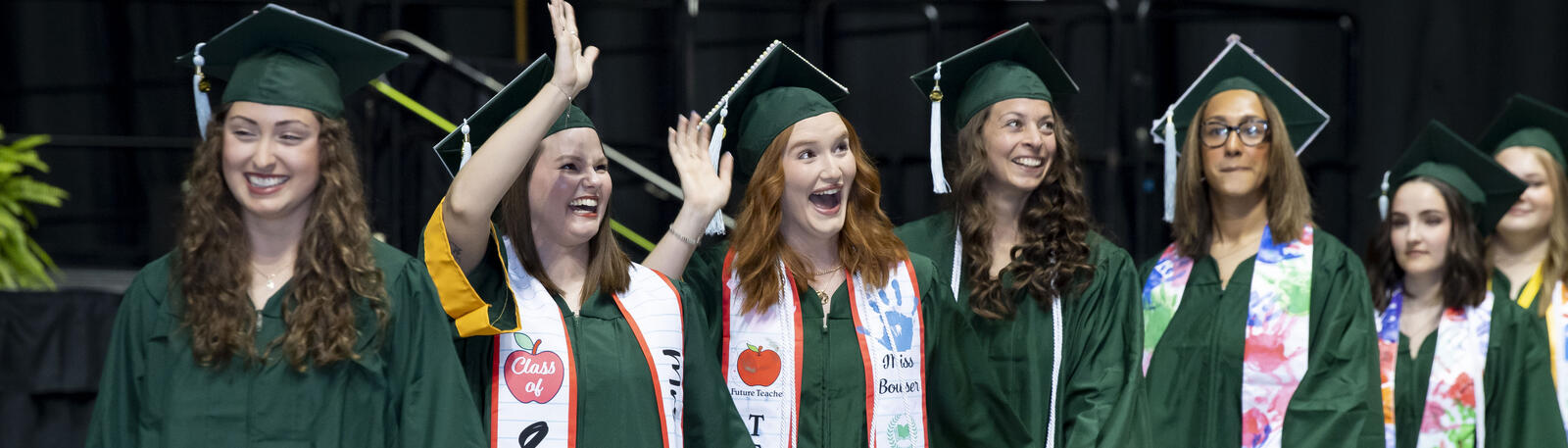 photo of happy graduates at a wright state commencement ceremony