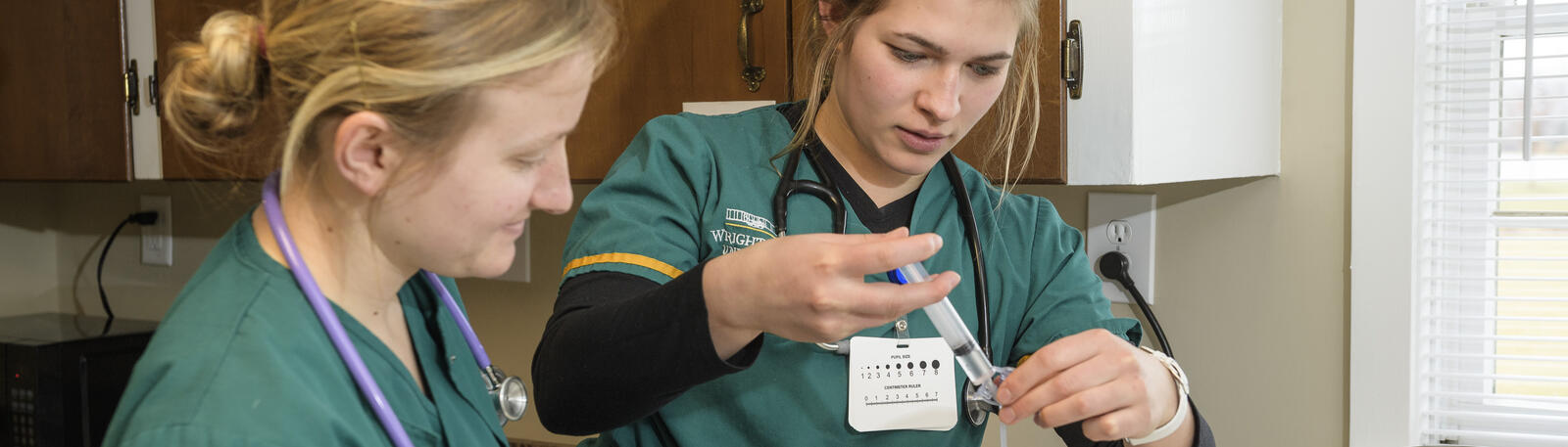 photo of nursing students working in a lab