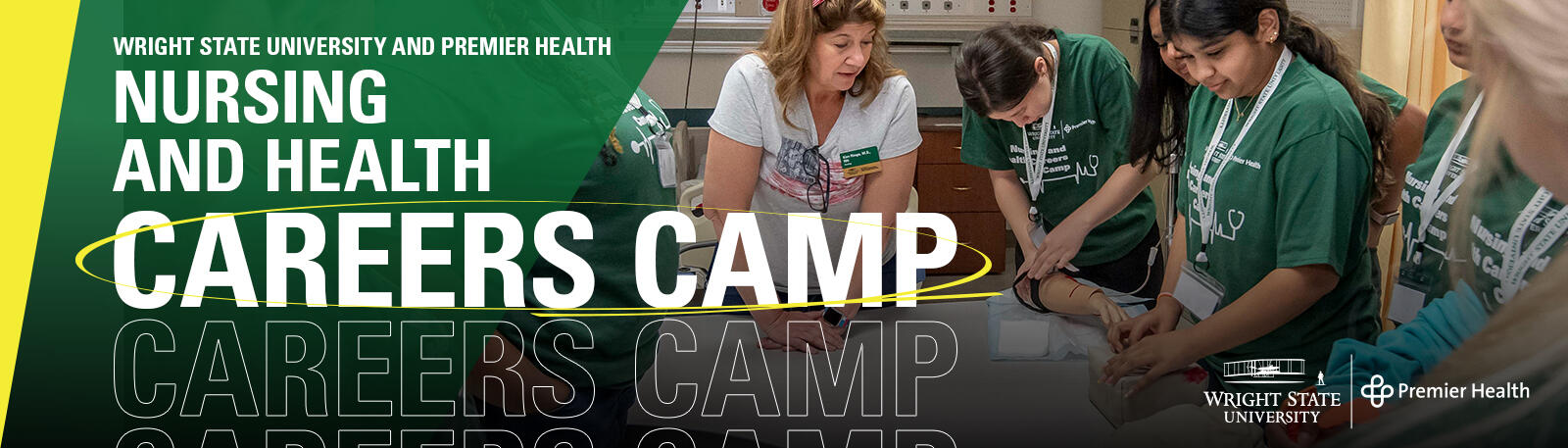 an instructor and students at nursing camp