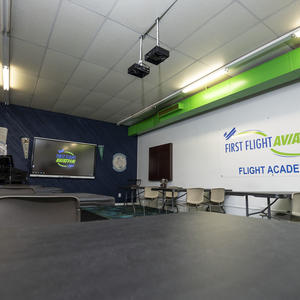 photo of a classroom at first flight aviation flight academy