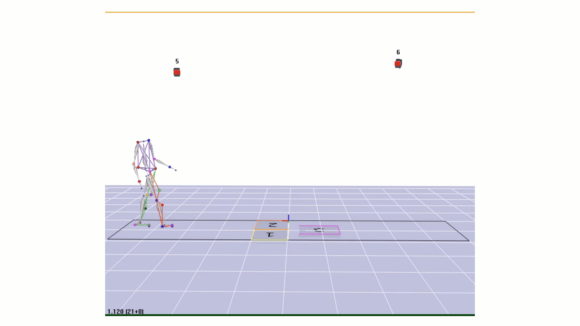 biomechanics lab visualization of a person walking